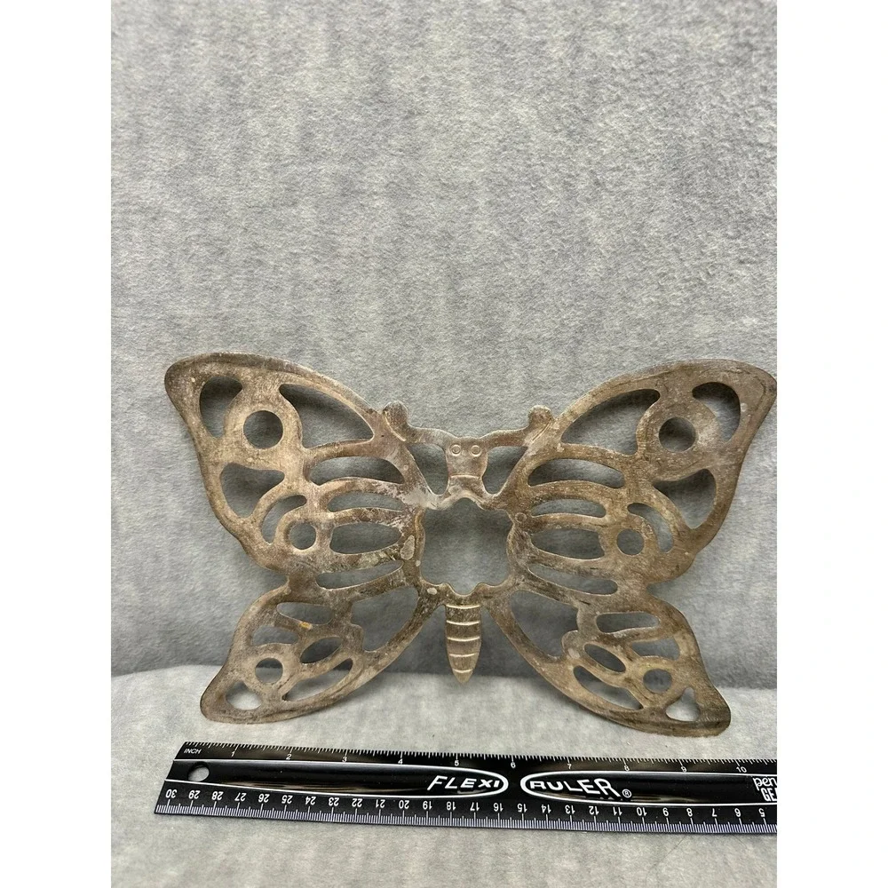 VTG F.B. Rogers Italy Butterfly Trivet Zinc‎ Metal Silver Tone Openwork Kitchen